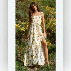 Agua Bendita Leandra Voila Dress Flowy Floral Leg Slits NWOT